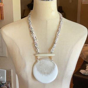 CATO Bright White & Multicolored Beaded Necklace, NWT